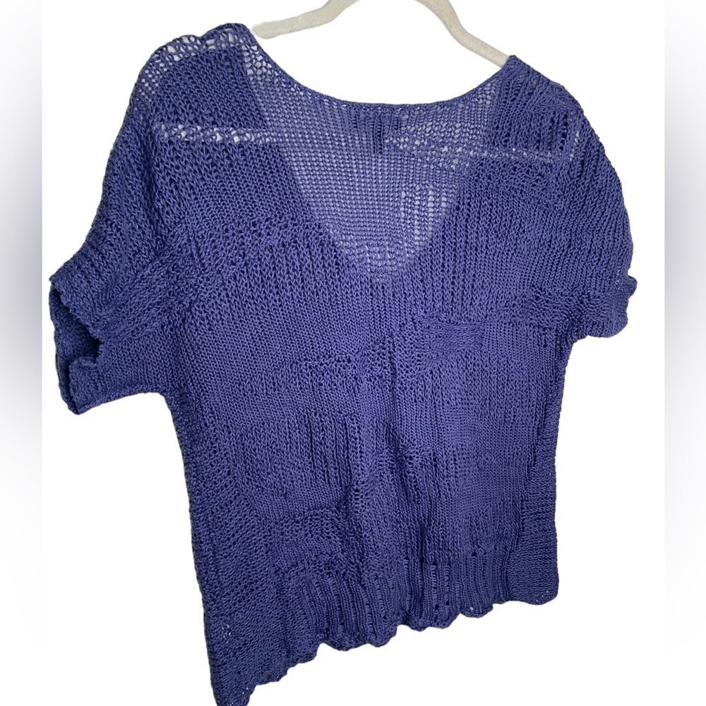 Eileen Fisher Lavender Blue Metallic Knit Top Size Small - Picture 4 of 8